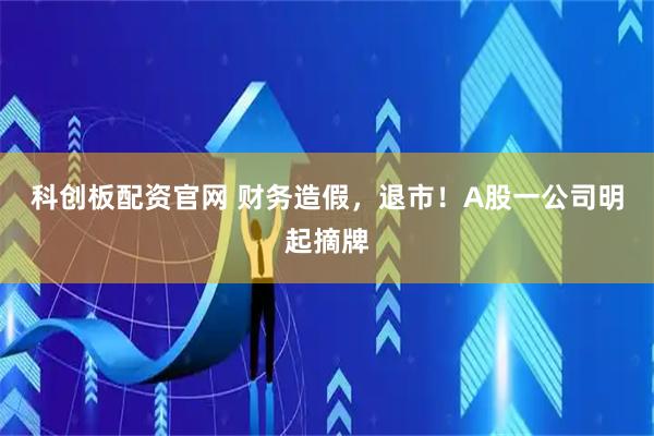 科创板配资官网 财务造假，退市！A股一公司明起摘牌